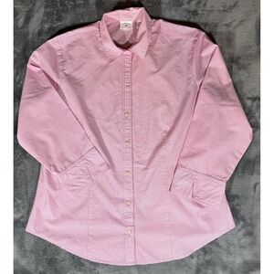 Riders‎ By Lee Shirt Womens M Pink Striped Easy Care Button Front Country